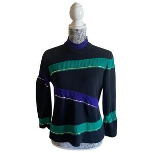 Vintage Y2K St. John Collection by Marie Gray Mock Neck Bead Embellish Sweater